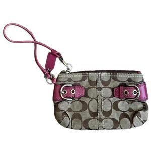 Coach pink signature zip wristlet